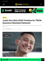 Justin Sun Sets 2026 Timeline for TRON Quantum-Resistant Network