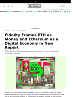 Fidelity Frames ETH as Money and Ethereum as a Digital Economy in New Report - 