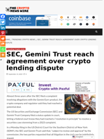 SEC, Gemini Trust reach agreement over crypto lending dispute - The Crypto News Wire