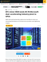 IREN Signs $9.7B AI Cloud Deal With Microsoft