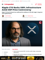 Ripple CTO Backs XRPL Amid Price Controversy