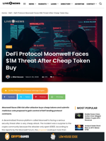 DeFi Protocol Moonwell Faces $1M Threat After Cheap Token Buy | Live Bitcoin News