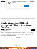 RippleNet-Associated SBI Remit Secures ¥2.5 Trillion in Cross-Border Transfers - U.Today