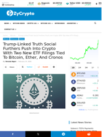 Trump-Linked Truth Social Furthers Push Into Crypto With Two New ETF Filings Tied To Bitcoin, Ether, And Cronos ⋆ ZyCrypto