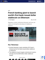 French banking giant to launch world’s first bank-issued dollar stablecoin on Ethereum
