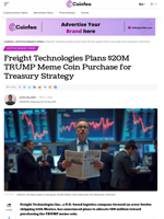 Freight Technologies Plans $20M TRUMP Meme Coin Purchase for Treasury Strategy