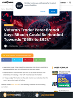 Veteran Trader Peter Brandt Says Bitcoin Could Be Headed Towards 
