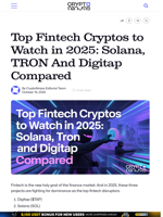 Top Fintech Cryptos to Watch in 2025: Solana, TRON And Digitap Compared