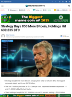 Strategy Buys 850 More Bitcoin, Holdings Hit 639,835 BTC - TheNewsCrypto