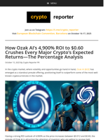 How Ozak AI's 4,900% ROI to $0.60 Crushes Every Major Crypto's Expected Returns—The Percentage Analysis