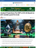 Analyst Projections Put XRP at $5.36 Based on BTC $250K and ETH $12K
