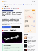 Saylor Strikes Back: Strategy Slams MSCI's Flawed Index Test
