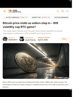 Bitcoin price stalls as sellers step in - Will volatility cap BTC gains? - AMBCrypto