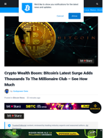 Crypto Wealth Boom: Bitcoin’s Latest Surge Adds Thousands To The Millionaire Club - See How Much | Bitcoinist.com