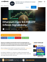 Ethereum Eyes $4,000: ETF Inflows Signal Rally | Live Bitcoin News