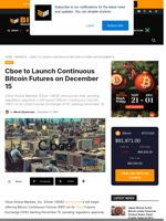 Cboe Launching Continuous Bitcoin Futures On December 15