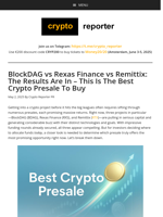 BlockDAG vs Rexas Finance vs Remittix: The Results Are In - This Is The Best Crypto Presale To Buy