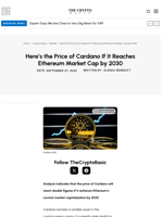Here’s the Price of Cardano If It Reaches Ethereum Market Cap by 2030
