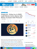 Dogecoin, Shiba Inu & PEPE Lead Meme Coins Above $81 Billion As Bulls Add Pressure ⋆ ZyCrypto