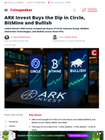 ARK Invest Buys the Dip in Circle, BitMine and Bullish - Coinspeaker