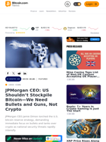 JPMorgan CEO: US Shouldn’t Stockpile Bitcoin—We Need Bullets and Guns, Not Crypto – Featured Bitcoin News