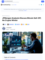 JPMorgan Analysts Discuss Bitcoin Sell-Off; No Crypto Winter: Guest Post by Kanalcoin | CoinMarketCap