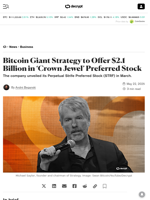 Bitcoin Giant Strategy to Offer $2.1 Billion in ‘Crown Jewel’ Preferred Stock - Decrypt