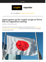 Japan gears up for crypto surge as firms bet on regulatory easing