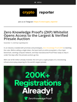 Zero Knowledge Proof’s (ZKP) Whitelist Opens Access to the Largest & Verified Presale Auction
