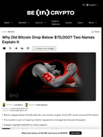 Why Did Bitcoin Drop Below $70,000? Two Names Explain It