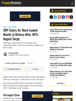XRP Enters Its ‘Most Loaded Month’ in History After 30% August Surge