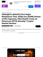 Midnight's (NIGHT) First Major Resistance Test, Shiba Inu (SHIB) Ahead of 16% Squeeze, Mini-Death Cross on Ethereum (ETH) Already? Crypto Market Review - U.Today
