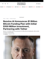 Rezolve AI Announces $1 Billion Bitcoin Funding Plan with Initial $100 Million Investment, Partnering with Tether - 