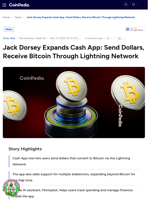 Jack Dorsey Expands Cash App: Send Dollars, Receive Bitcoin Through Lightning Network
