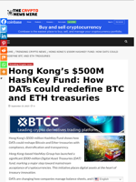 Hong Kong’s $500M HashKey Fund: How DATs could redefine BTC and ETH treasuries - The Crypto News Wire
