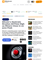 Bitcoin’s Hashrate Brushes All-Time High as Miners Close in on June Peak – Mining Bitcoin News