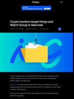 Crypto hackers target Hinge and Match Group in data leak