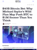 $40B Bitcoin Bet: Why Michael Saylor’s Wild Plan May Push BTC to $1M Sooner Than You Think