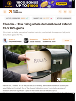 Filecoin - How rising whale demand could extend FIL's 14% gains - AMBCrypto