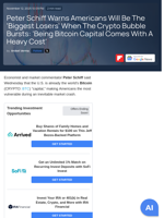 Peter Schiff Warns Americans Will Be The 'Biggest Losers' When The Crypto Bubble Bursts: 'Being Bitcoin Capital Comes With A Heavy Cost'  - Benzinga