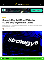 Strategy May Add More BTC After $1.25B Buy, Saylor Hints Online - CoinCentral