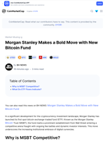 Morgan Stanley Makes a Bold Move with New Bitcoin Fund: Guest Post by BH NEWS | CoinMarketCap