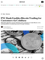 PNC Bank Enables Bitcoin Trading for Customers via Coinbase - Decrypt