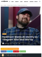 Hoskinson Wants ZK Identity on Telegram After Mod Mix-Up | Live Bitcoin News