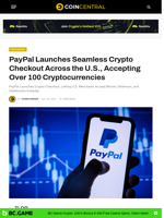 PayPal Launches Seamless Crypto Checkout Across the U.S., Accepting Over 100 Cryptocurrencies