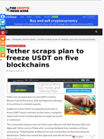 Tether scraps plan to freeze USDT on five blockchains - The Crypto News Wire
