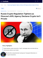 Russia Crypto Regulation Tightens as Moscow’s AML Agency Declares Crypto Isn’t Private
