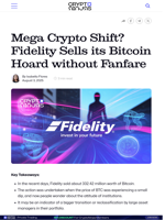 Mega Crypto Shift? Fidelity Sells its Bitcoin Hoard without Fanfare