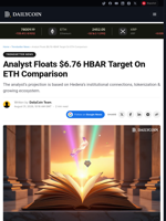 Analyst Floats $6.76 HBAR Target On ETH Comparison - DailyCoin