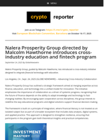 Nalera Prosperity Group directed by Malcolm Hawthorne introduces cross-industry education and fintech program